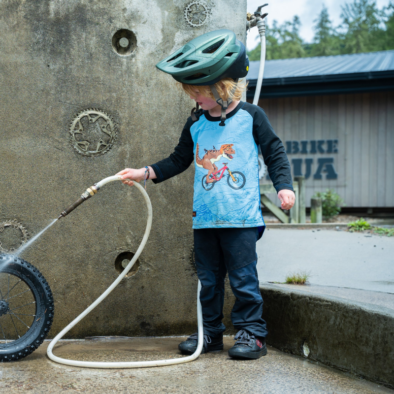 Kids Ride Shotgun Dino Windproof Kids Jersey - Blue / Black-5